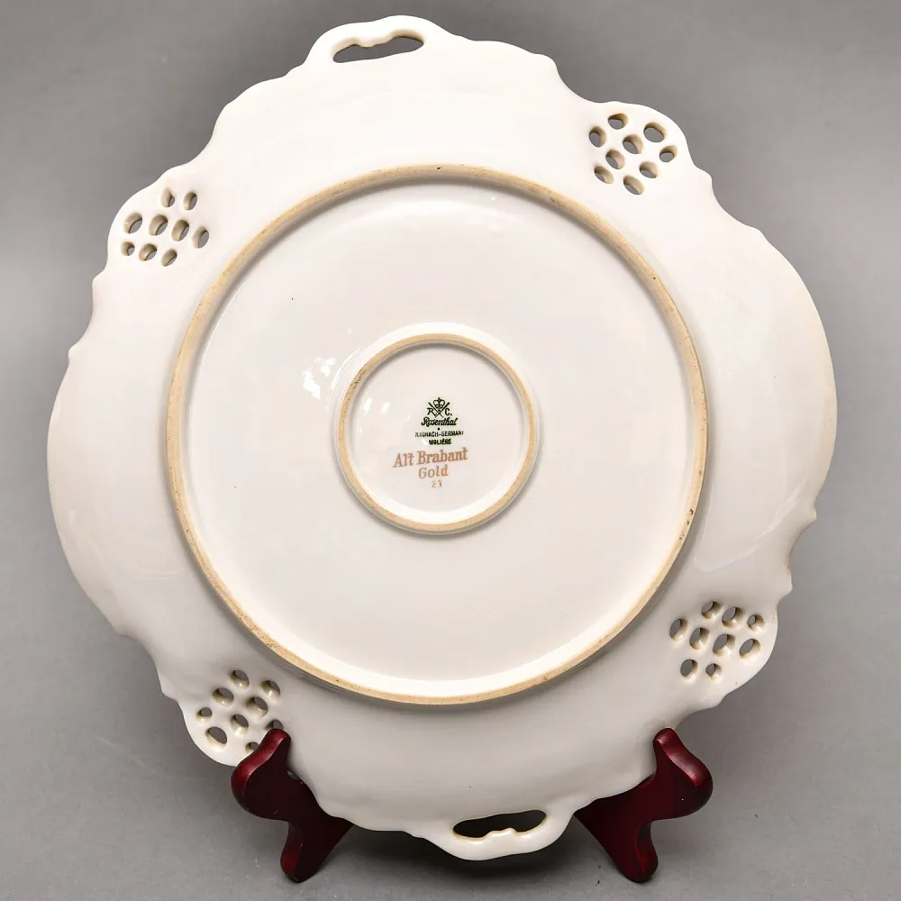 Коллекционное Блюдо - Тарелка с ручками «Букет с васильком», Фарфор ROSENTHAL Германия, 1938 - 1958 годы.