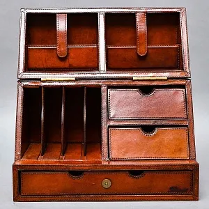 Редкость! Эксклюзивный Кабинетный Настольный Набор Четыре Предмета «БЮРО», Кожа Flamant, Бельгия.