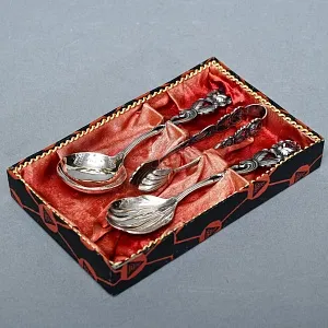 «Хильдесхаймская роза» - Десертный Сервировочный Набор, Silverplate, Германия 60-е годы.