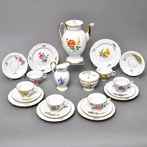 Фарфоровый Чайный Сервиз на 6-ть персон «Мейсенский букет», MEISSEN Германия, 1924 - 1934 годы.