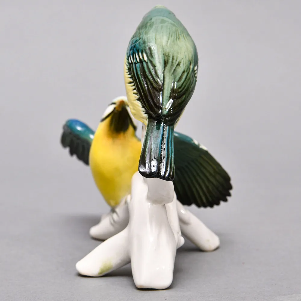 Пара Птиц - Фарфоровая Статуэтка «Синички на ветке», Карл Энс / Karl Ens, Германия 50 гг.