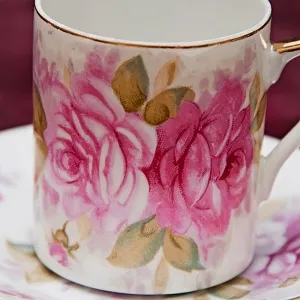 Коллекционная Кофейная Пара «Розовые Розы» Фарфор Япония.