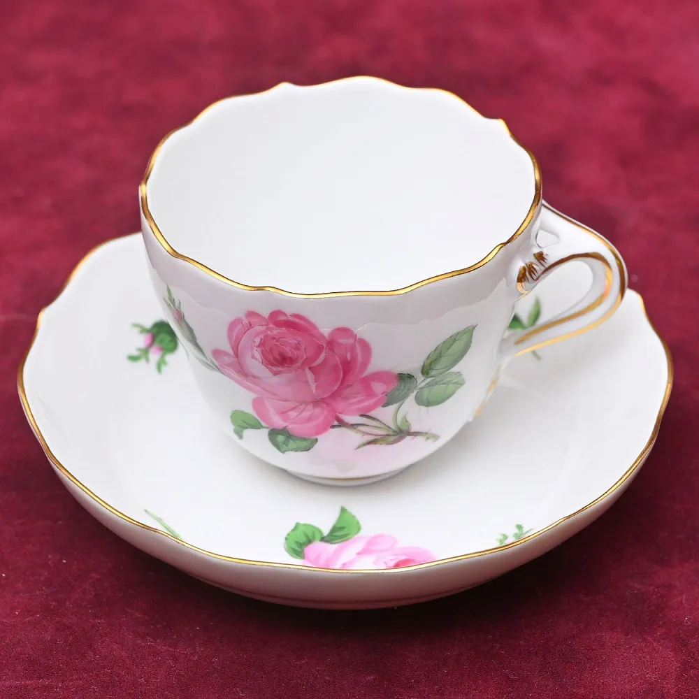 Классическая Фарфоровая Кофейная пара «РОЗА», MEISSEN Германия, середина ХХ века.