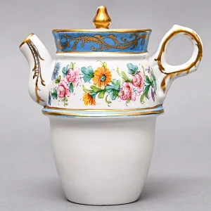 Антикварный Заварочный Чайник на подставке «Цветочная гирлянда», Франция - первая половина ХХ века.