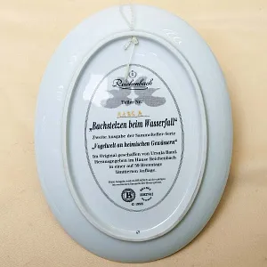 Коллекционная Тарелка - Блюдо «Птицы - Трясогузки у водопада» Фарфор, Reichenbach Германия.