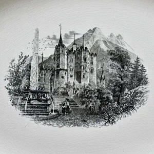 Старинное Большое Фарфоровое Блюдо - Тарелка «Сервиз Старого аббатства», Villeroy&Boch Германия,  1890 - 1920 годы.