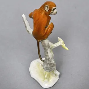 Коллекционная Фарфоровая статуэтка «Обезьяна на ветке», Hutschenreuther Германия.