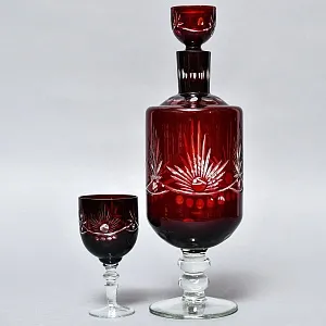 Набор Графин и Рюмки «Рубиновый Хрусталь», Tirgu-Mures Германия, 50 -е годы ХХ века.