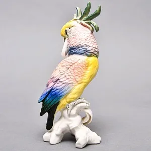 Птица - Фарфоровая статуэтка «Попугай Желто - Розовый Какаду» Н -19 см., Karl Ens Германия.