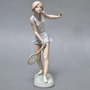 Парные Фарфоровые статуэтки «Теннисистка и Теннисист», Lladro Испания, 1982 - 1987 годы. 