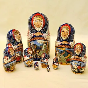 Русский Сувенир Матрёшка - Авторская роспись - «Сказка о Золотом Петушке», Дерево - Россия -1995 год. 