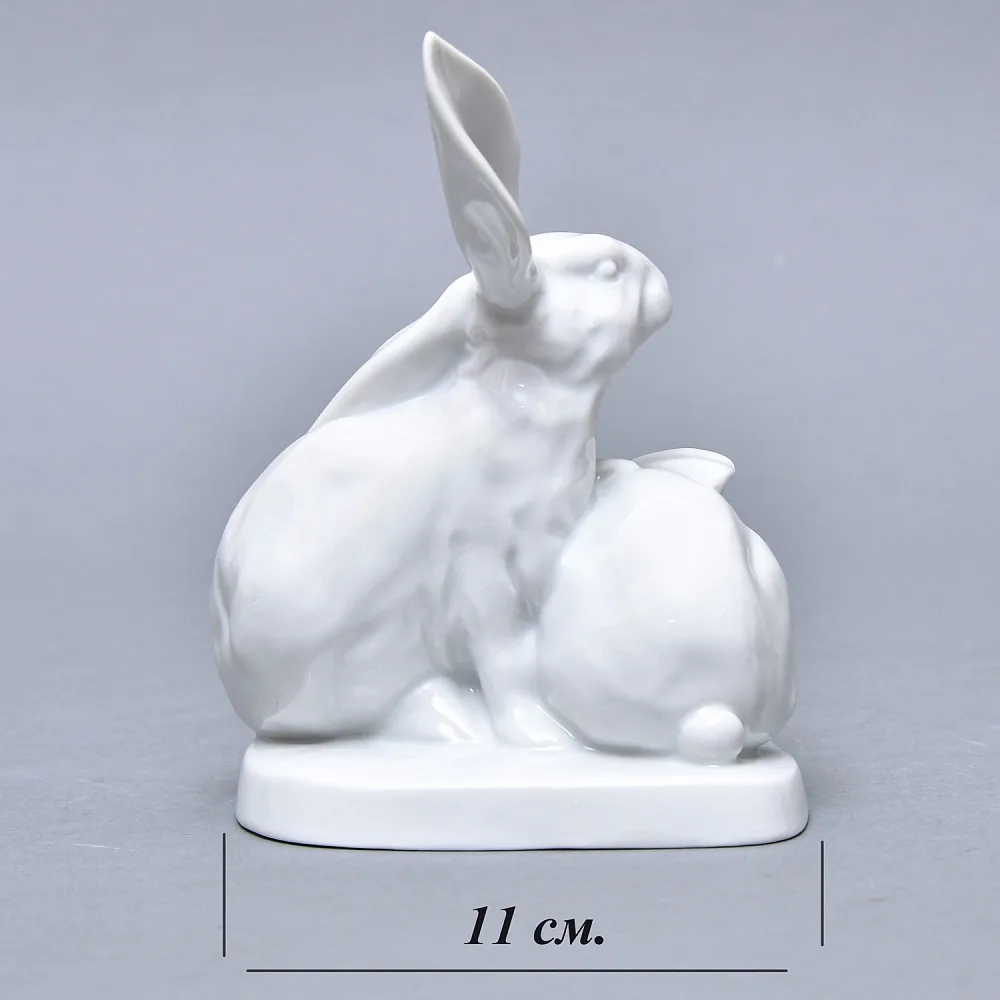 Коллекционная Фарфоровая статуэтка «Два Зайца», HEREND Венгрия, середина ХХ века. 