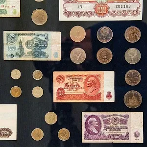 Настенное Коллекционное Панно - Картина «Советские монеты и Банкноты», СССР.