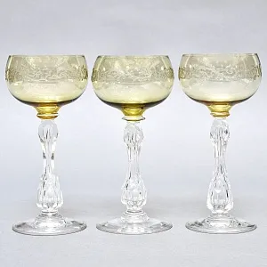 Антикварный Набор бокалов для Вина 6 шт. «MICADO CARAMEL», Saint Louis. Франция, начало ХХ века.