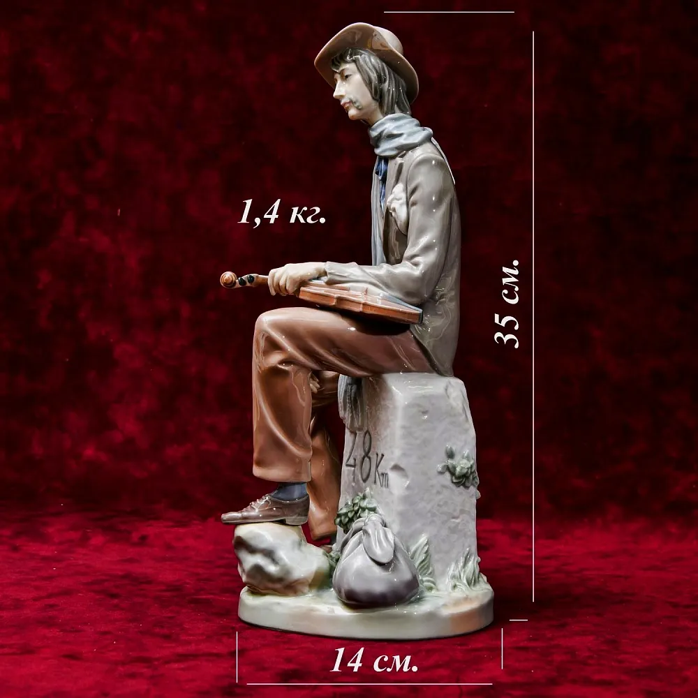 Редкость!!! Коллекционная Фарфоровая Статуэтка «Бродячий музыкант. Скрипач», Lladro Испания - 1974 год.