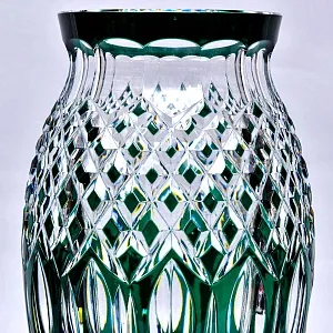 Класическая Хрустальная Ваза зелёного цвета, VAL SAINT LAMBERT, Бельгия.