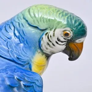 Птица - Фарфоровая статуэтка «Синий Попугай», Karl Ens Германия, 50-е гг.