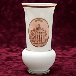 Агитационная Стеклянная Ваза «ВСХВ - Павильон СИБИРЬ», Завод «Красный Май» СССР -1954 год.