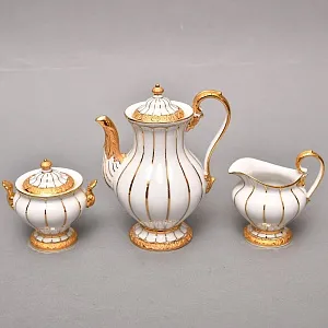 Редкость! Фарфоровый Кофейный сервиз на 6 персон - 21 предмет, Х форма MEISSEN, Германия.