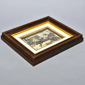 Объемная Картина - Панно в технике 3D декупаж «Два экипажа», 70-е годы ХХ века.