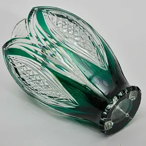 Хрустальная Ваза «Зеленый Тюльпан», VAL SAINT LAMBERT  Бельгия, середина ХХ века.