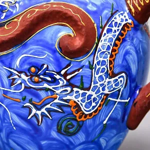 Чайный Сервиз на 6 персон «Синий Дракон», Фарфор SATSUMA Япония, середина ХХ века. 