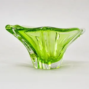 Хрустальная Вазочка - Орешница - Мелочевница «Изумрудная зелень», VAL SAINT LAMBERT Бельгия.