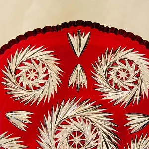 Сервировочное Блюдо - Фруктовница Красного Хрусталя GUTEZEICHEN Германия D-29 см., конец 60-х гг.