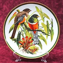 Коллекционная Тарелка - Блюдо «Ошейниковый Трогонт» Фарфор, Franklin Porcelain США -1980 год.