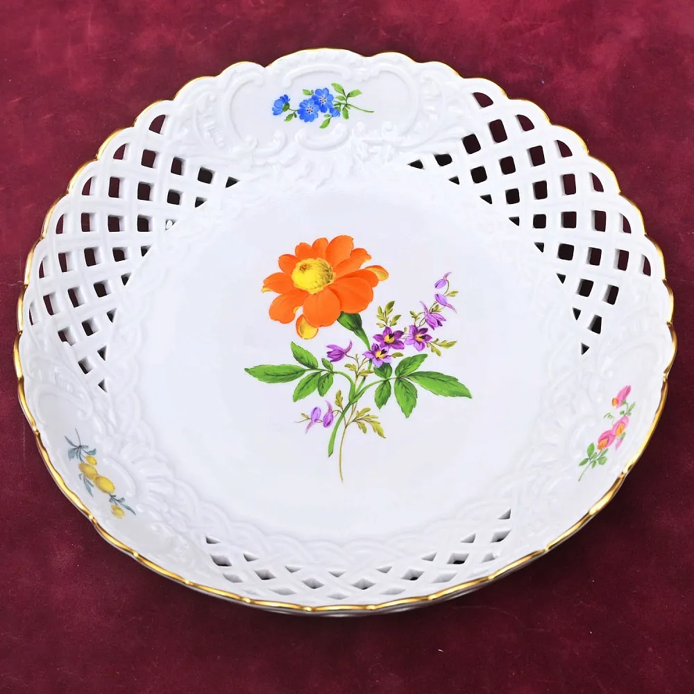 Сервировочная Тарелка - Блюдо - Сухарница «Мейсенский цветок», Фарфор MEISSEN, Германия.