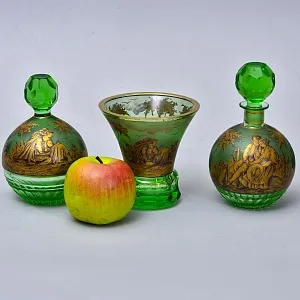 Парфюмерный набор из 3-х предметов «Влюбленная пара. Свидание», Хрусталь Johann Oertel & Co. Богемия.