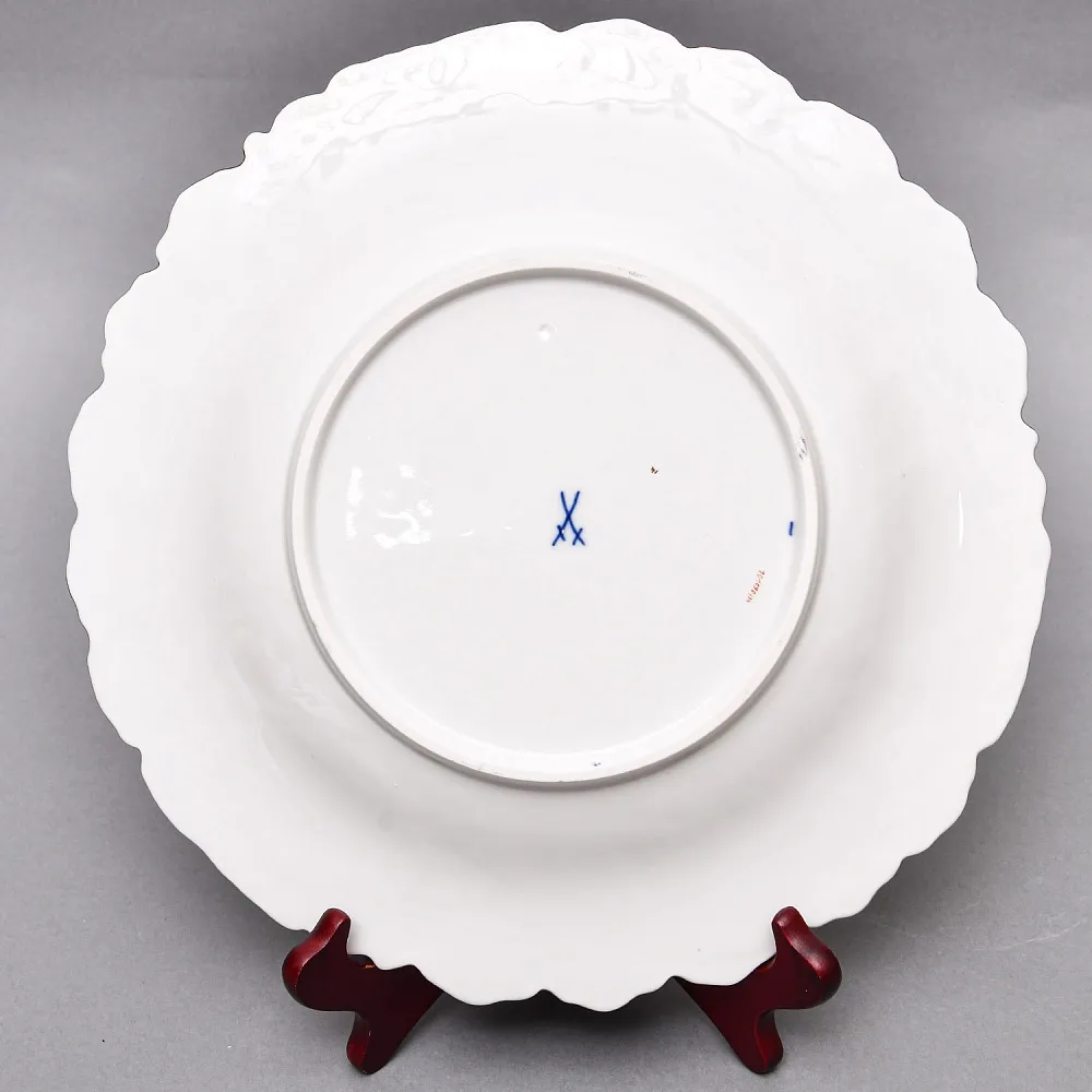 Коллекционное Фарфоровое Блюдо - Тарелка «BLUMEN» Кобальт, MEISSEN Германия - середина ХХ века.