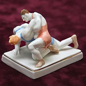 Авторская Коллекционная Фарфоровая Статуэтка «Борцы», ДФЗ Дулево СССР -1959 год. 