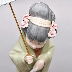 Коллекционная Фарфоровая статуэтка «Гейша с зонтом» Н - 30 см. Lladro, Испания - 1978 год.