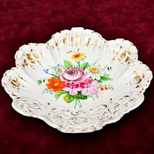 Антикварная Фарфоровая Тарелка - Блюдо «Летний букет с Ромашкой», Германия, конец ХIX - начало ХХ веков.