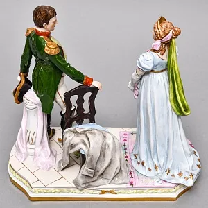 Коллекционная Фарфоровая статуэтка «Наполеон Бонапарт и Луиза Прусская» Scheibe-Alsbach Германия. 