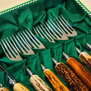 Редкость! Большой Сервировочный Набор для стейка «Охота», ANTON WINGEN Solingen, Германия 50-е гг. ХХ в.