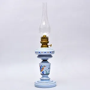 Антикварная Керосиновая Лампа «Kosmos - Brenner», Стекло / Роспись, Франция начало ХХ века.