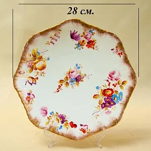 Антикварный Фарфоровый Десертный набор тарелок «Летний сад», Англия, конец ХIX - начало ХХ века.