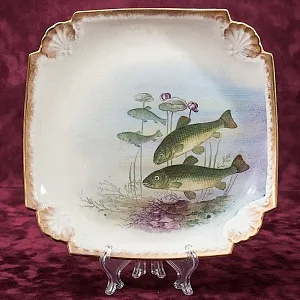 Антикварный Набор тарелок для подачи рыбы - 3 шт., FRANZ ANTON MEHLEM Германия, 1885 -1920 гг.