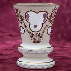 Винтажная Стеклянная Ваза - Кубок «Золотые Розы»  LAUSITZER GLASWERKE Германия - 50-70е гг.