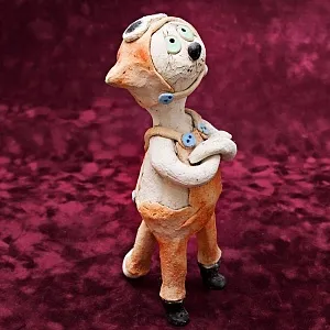 Авторская Коллекционная Керамическая Статуэтка «Кот Мечтатель», Шамотная Глина, Россия.