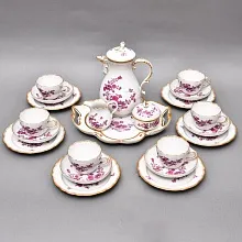 Фарфоровый Чайный Сервиз «Индийские цветы» на 6-ть персон, MEISSEN / МЕЙСЕН Германия. 