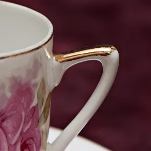 Коллекционная Кофейная Пара «Розовые Розы» Фарфор Япония.