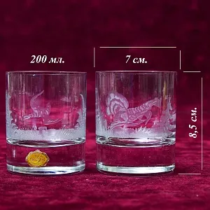 Редкость! Набор из 4-х Хрустальных Стаканов «ОХОТА», SCHONBORNER Германия, 50-е гг. 