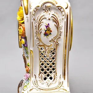 Большие Каминные Механические Фарфоровые Часы с боем «Букет из Роз», Franz Hermle & Sohn Германия 50 гг.