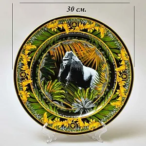 «ГОРИЛЛА - Короли Животного мира» - Коллекционная Фарфоровая Тарелка - Блюдо, VERSACE, Rosenthal Германия.