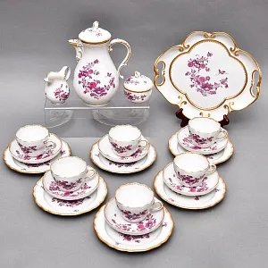 Фарфоровый Чайный Сервиз «Индийские цветы» на 6-ть персон, MEISSEN / МЕЙСЕН Германия. 