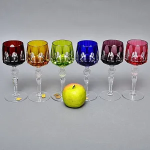 Бокалы для вина - 6 шт., Цветной Хрусталь серия «ANTIKA», NACHTMANN Германия, 70 -е годы. 