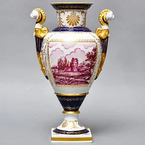 Коллекционные Парные Фарфоровые Вазы в стиле Ампир, Giulia Mangani Италия, середина ХХ века. 